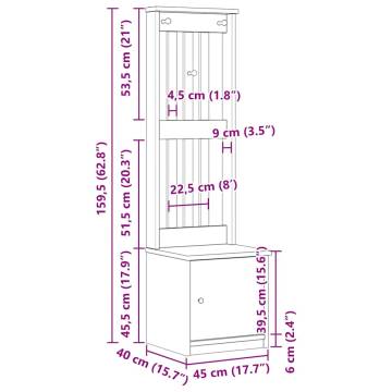 Hall Tree SANDENS - Solid Pine Wood - Stylish & Durable