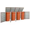 Quadruple Wheelie Bin Shed 276.5x77.5x112.5 cm Stainless Steel Colour orange Size 4 bins Number of bins 1 