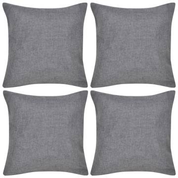 4 Anthracite Linen-look Cushion Covers - 50 x 50 cm