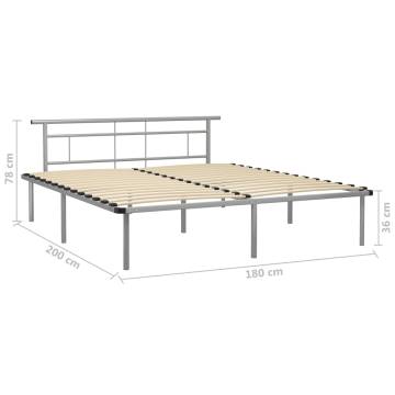 Grey Metal Bed Frame 180x200 cm Super King | Elegant Design