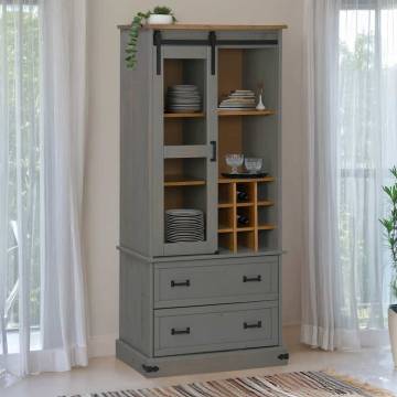 Wine Cabinet HALDEN - Stylish Grey Pine with Wine Racks