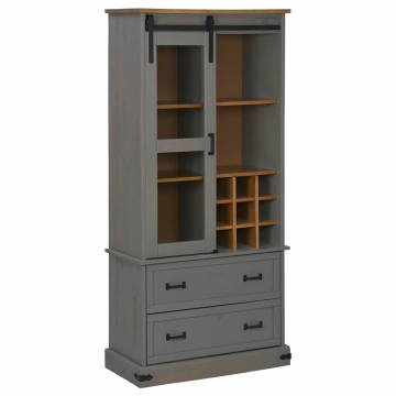 Wine Cabinet HALDEN - Stylish Grey Pine with Wine Racks