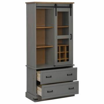 Wine Cabinet HALDEN - Stylish Grey Pine with Wine Racks