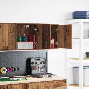 Garage Wall Cabinets - 2 pcs Old Wood - Durable Storage Solution