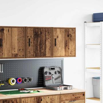 Garage Wall Cabinets - 2 pcs Old Wood - Durable Storage Solution