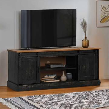 HALDEN Black TV Cabinet with 2 Sliding Doors - 150x40x60 cm