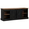 HALDEN Black TV Cabinet with 2 Sliding Doors - 150x40x60 cm