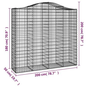 Arched Gabion Baskets - 5 pcs Galvanised Iron | Hipomarket UK