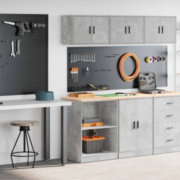 Garage Cabinets 2 pcs - Concrete Grey Engineered Wood Storage