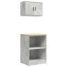 Garage Cabinets 2 pcs - Concrete Grey Engineered Wood Storage