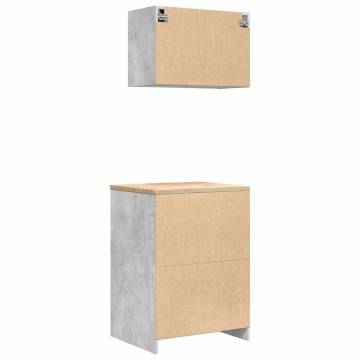 Garage Cabinets 2 pcs - Concrete Grey Engineered Wood Storage