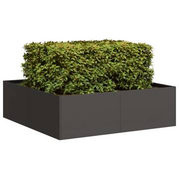 Stylish Black Steel Planter 100x100x30 cm - Enhance Your Garden