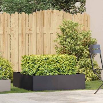 Stylish Black Steel Planter 100x100x30 cm - Enhance Your Garden