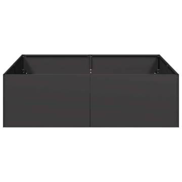 Stylish Black Steel Planter 100x100x30 cm - Enhance Your Garden