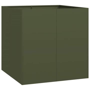 Olive Green Steel Planter 80x80x80 cm - Hipo Market