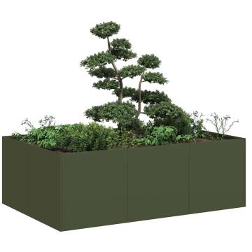 Olive Green Steel Planter 120x80x40 cm | Stylish Garden Decor