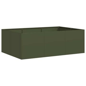 Olive Green Steel Planter 120x80x40 cm | Stylish Garden Decor