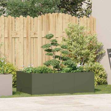 Olive Green Steel Planter 120x80x40 cm | Stylish Garden Decor