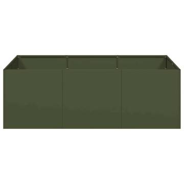 Olive Green Steel Planter 120x80x40 cm | Stylish Garden Decor