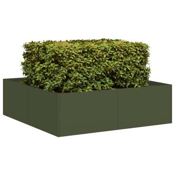 Olive Green Planter 100x100x30 cm Steel - Stylish & Durable