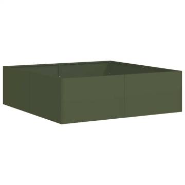 Olive Green Planter 100x100x30 cm Steel - Stylish & Durable