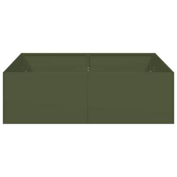 Olive Green Planter 100x100x30 cm Steel - Stylish & Durable