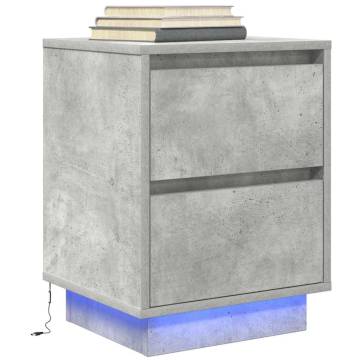 Bedside Cabinet with LED Lights - Concrete Grey 38x34x50 cm