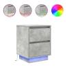 Bedside Cabinet with LED Lights - Concrete Grey 38x34x50 cm