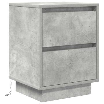 Bedside Cabinet with LED Lights - Concrete Grey 38x34x50 cm