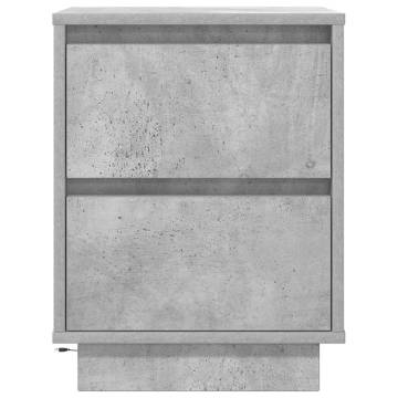 Bedside Cabinet with LED Lights - Concrete Grey 38x34x50 cm