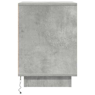 Bedside Cabinet with LED Lights - Concrete Grey 38x34x50 cm