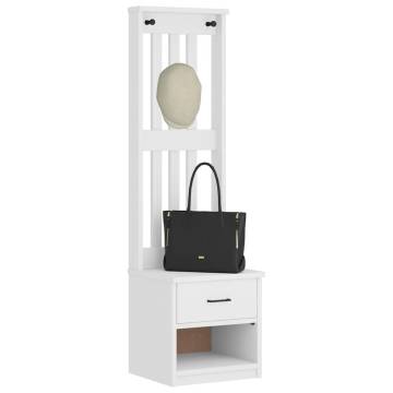 Hall Tree SANDENS White - Stylish Solid Pine Storage Unit