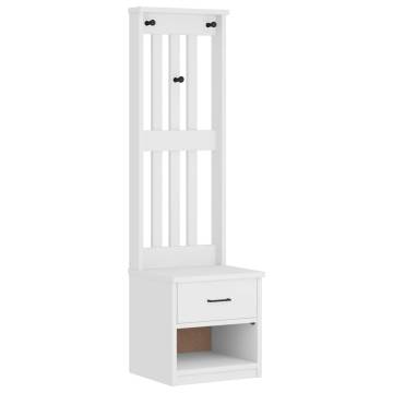 Hall Tree SANDENS White - Stylish Solid Pine Storage Unit