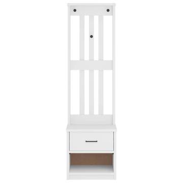 Hall Tree SANDENS White - Stylish Solid Pine Storage Unit