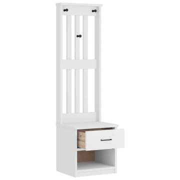 Hall Tree SANDENS White - Stylish Solid Pine Storage Unit