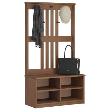 Hall Tree SANDENS 87x40 cm - Solid Pine Wood Storage Solution