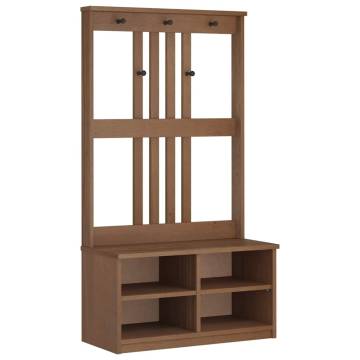 Hall Tree SANDENS 87x40 cm - Solid Pine Wood Storage Solution