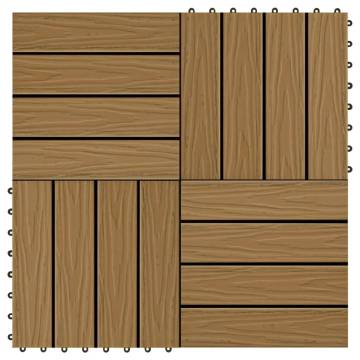 11 pcs Deep Embossed WPC Decking Tiles - Teak Colour | HipoMarket