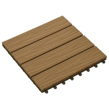 11 pcs Deep Embossed WPC Decking Tiles - Teak Colour | HipoMarket