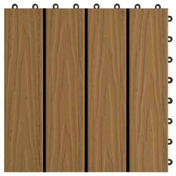 11 pcs Deep Embossed WPC Decking Tiles - Teak Colour | HipoMarket