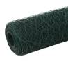 Chicken Wire Fence Steel with PVC Coating 25x1.5m Green