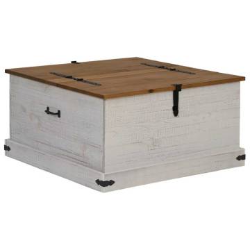 HALDEN White Storage Chest - Solid Pine Wood 91x91x47 cm