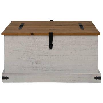 HALDEN White Storage Chest - Solid Pine Wood 91x91x47 cm