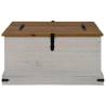 HALDEN White Storage Chest - Solid Pine Wood 91x91x47 cm