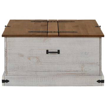 HALDEN White Storage Chest - Solid Pine Wood 91x91x47 cm