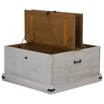 HALDEN White Storage Chest - Solid Pine Wood 91x91x47 cm