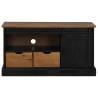 TV Cabinet HALDEN with Sliding Door - Black Solid Wood | 110x40x60 cm