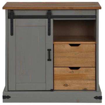 HALDEN Grey Sideboard with Sliding Door - Solid Wood 80x40 cm