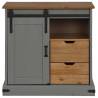 HALDEN Grey Sideboard with Sliding Door - Solid Wood 80x40 cm