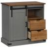 HALDEN Grey Sideboard with Sliding Door - Solid Wood 80x40 cm